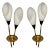 Italian Mid-Century Modern, Wall Sconces, Patinated Brass, Opaline Glass, Italy, 1950s For Sale