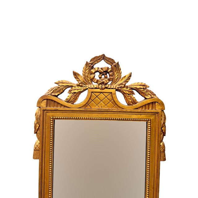 Vintage Gold Gilt Wood Wall Mirror With Tassels Ornate Made in Italy For Sale - Image 4 of 7