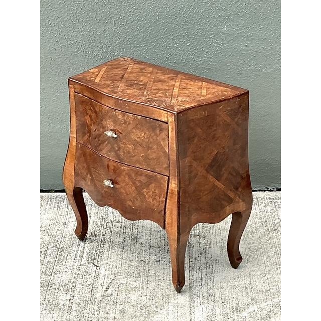 Vintage Italian Trellis Burl Petite Commode For Sale - Image 9 of 11