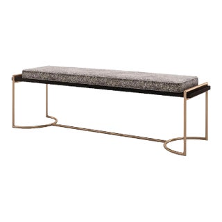 European Metal & Velvet Ben Bench For Sale