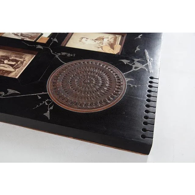 Finely processed wooden structure with metal tarsie. Carlo bugatti production period 1900 dimensions l. 55 - p. 3 - h. 55...