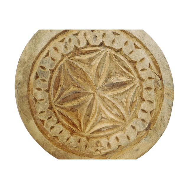 Indian Vintage Wood Medallion on Stand For Sale - Image 3 of 7