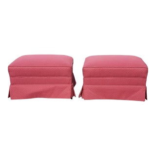 20th Century Pair of Sherrill Furniture Upholstered Rolling Ottomans For Sale