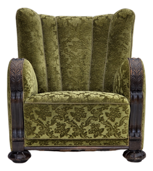 Vintage Danish Relax Chair in Furniture Velour and Oak, 1950s