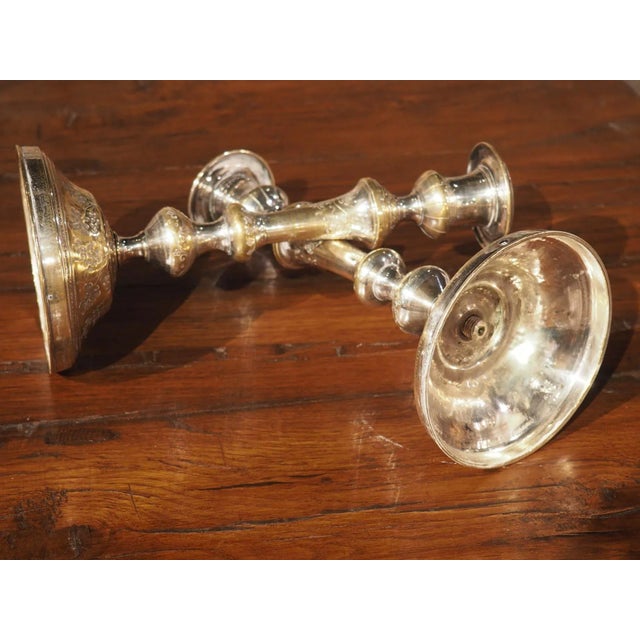 Pair of 18th Century French Silvered Bronze Candlesticks With Grape Cluster Design For Sale - Image 11 of 13