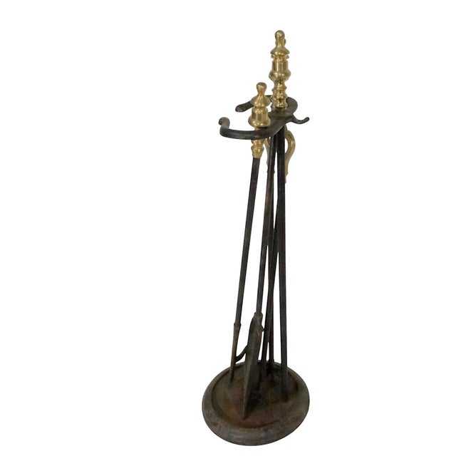 Late 20th Century 4-Piece Brass and Iron Fireplace Tool Set by Rostrand For Sale - Image 10 of 12