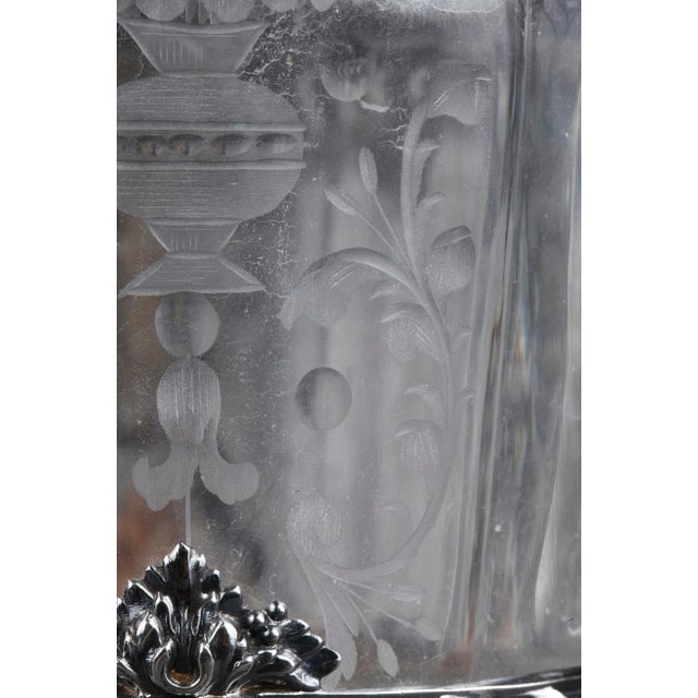 19th Century Silver & Crystal Engraved Ewer, Set of 2 For Sale - Image 14 of 18