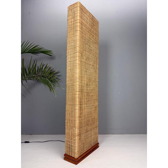 1970s Mid-Century Fiberglass, Braided Rope and Wood Floor Lamp, France, 1970s For Sale - Image 5 of 18