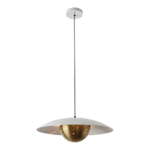 Gabi' Perforated Brass Dome & White Painted Metal Pendant by Alvaro Benitez