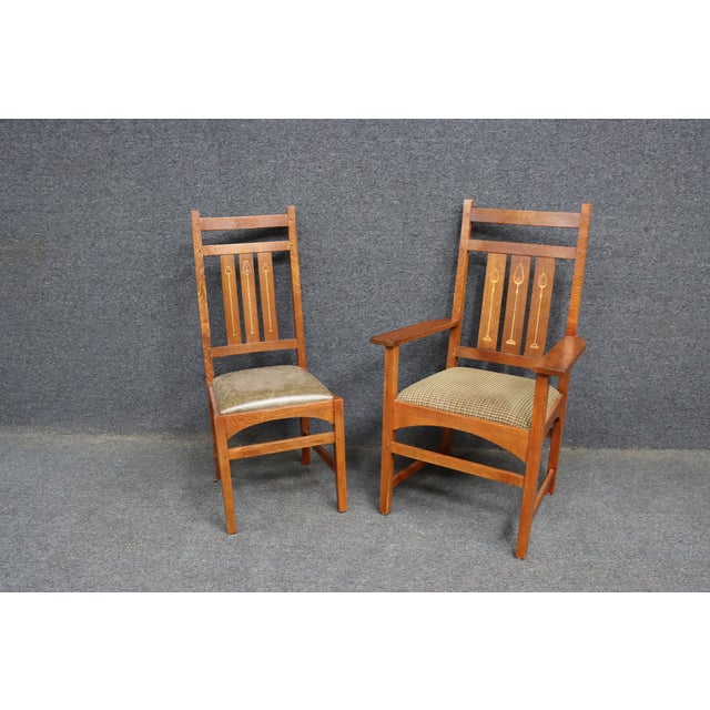Set of 6 Stickley Harvey Ellis Mission Oak Dining Chairs For Sale - Image 11 of 15