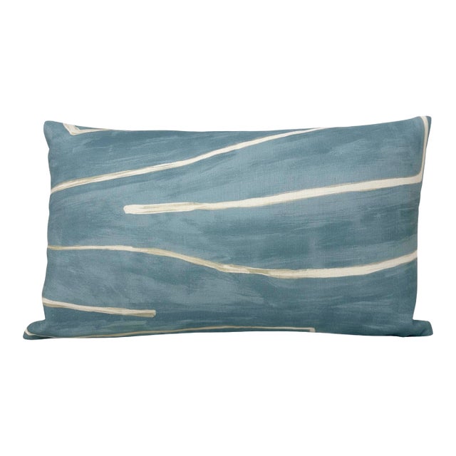 Graffito Linen Pillow Cover in Sky, 14x20 Pillow For Sale