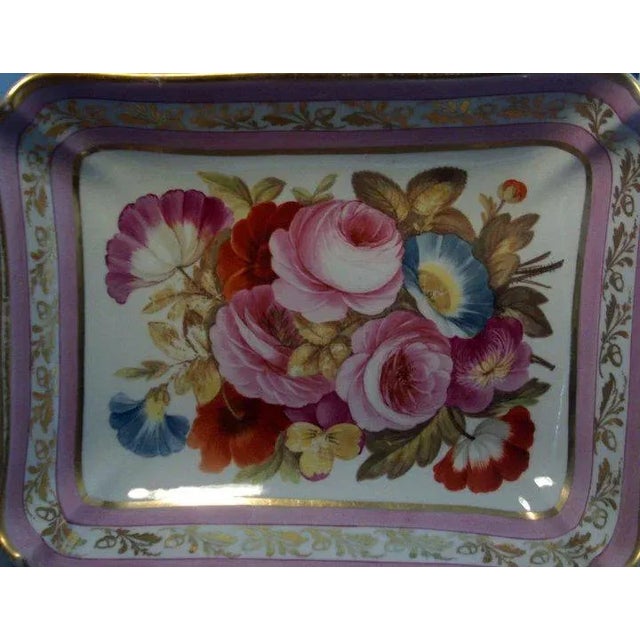 19th Century 19th Century English Porcelain Botanical Rose Flowers on Pink Ground Tazza Compote For Sale - Image 5 of 9
