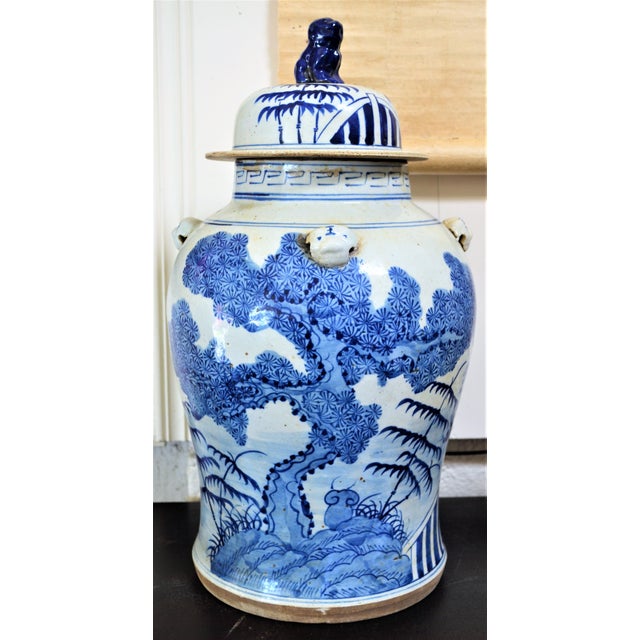 Chinoiserie White & Blue Baluster Temple/Ginger Jar Chairish