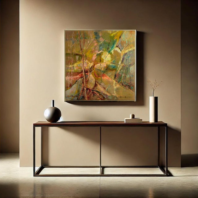 "Warm Fragmentation" is a contemporary abstract landscape painting by Alfonso Pragliola, where color, texture, and gesture...