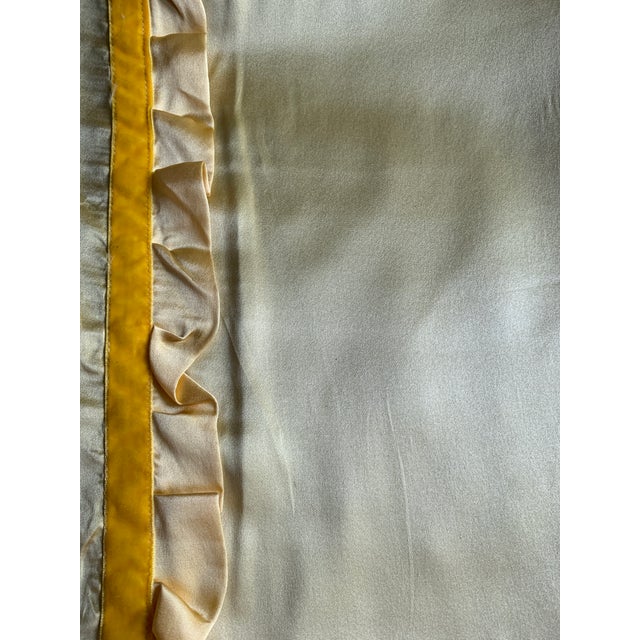 Textile Bright Yellow Silk Pillowcase With Frills & Velvet Ribbon Accent For Sale - Image 7 of 11