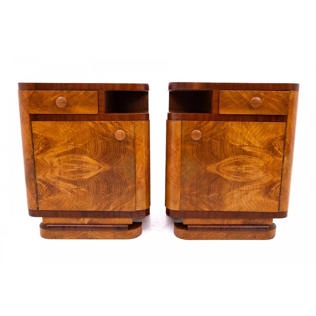 1950s Mid-20th Century Art Deco Bedside Tables, Poland, 1950s, Set of 2 For Sale - Image 5 of 16