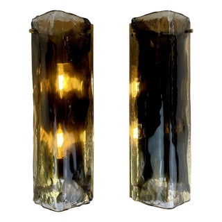 Murano and Brass Wall Lamps by J.T. Kalmar, Austria, 1960s, Set of 2 For Sale