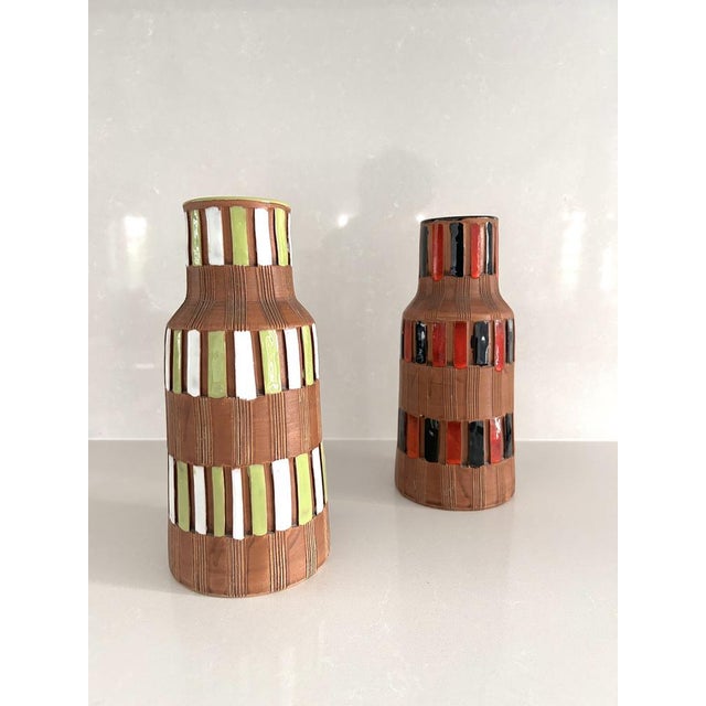 Red Ceramic Vases by Bitossi for Bitossi, 1960s, Set of 2 For Sale - Image 8 of 9