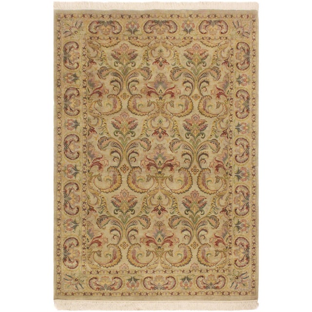 Shabby Chic 1990's Pak-Persian Taupe/Green Wool Rug - 4'0'' X 6'0'' For Sale - Image 9 of 9