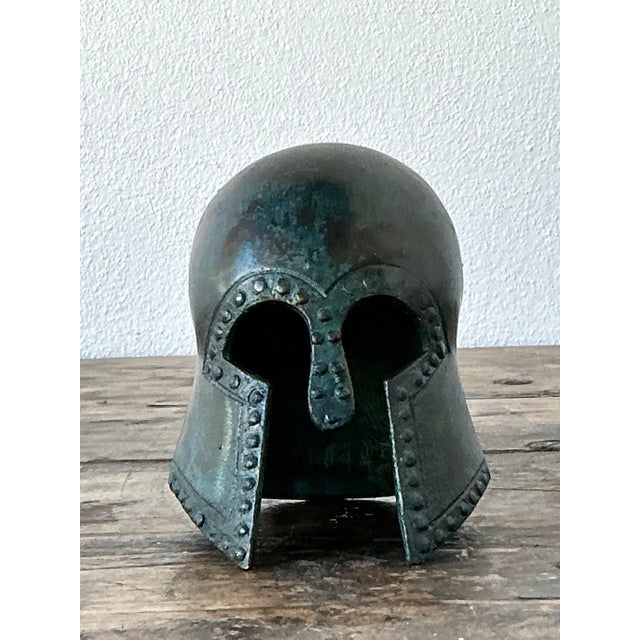 Vintage Patinated Corinthian Greek Helmet For Sale - Image 9 of 12