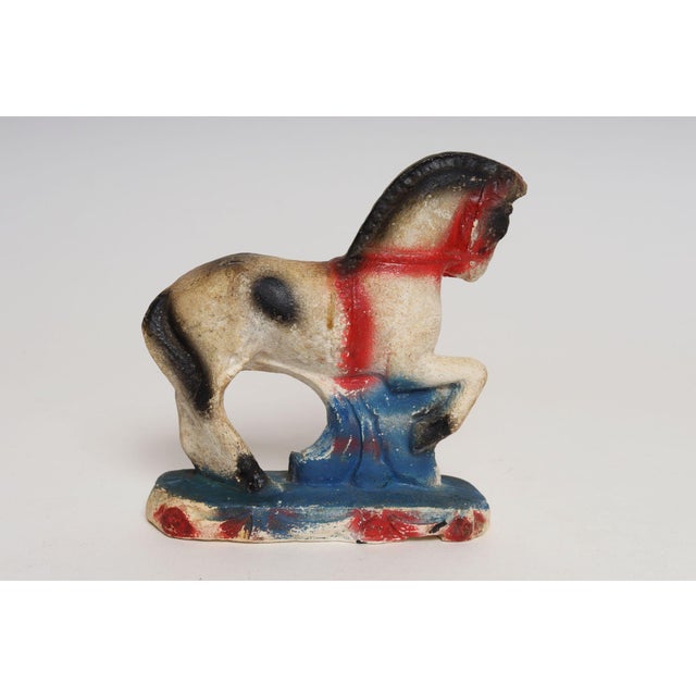 Vintage Americana Painted Red, White, and Blue Chalkware Horse Sculpture / Figurine For Sale - Image 4 of 15