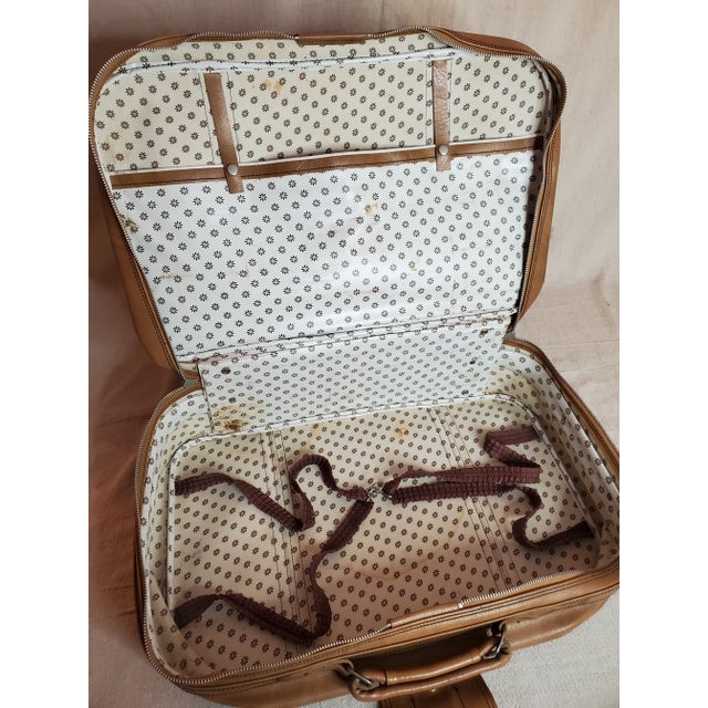 Mid 20th Century Brown Faux Leather Suitcase in the Style of Samsonite For Sale - Image 9 of 10