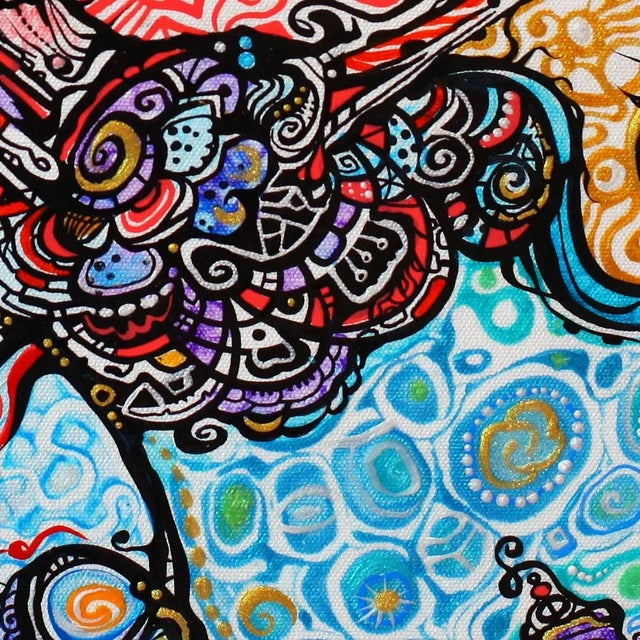 Abstract Contemporary Biomorphic Cubist Abstract Acrylic Painting, "World of Wonder" For Sale - Image 3 of 5