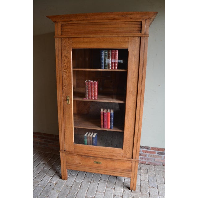 Antique Oak Art Deco Display Cabinet For Sale - Image 3 of 10