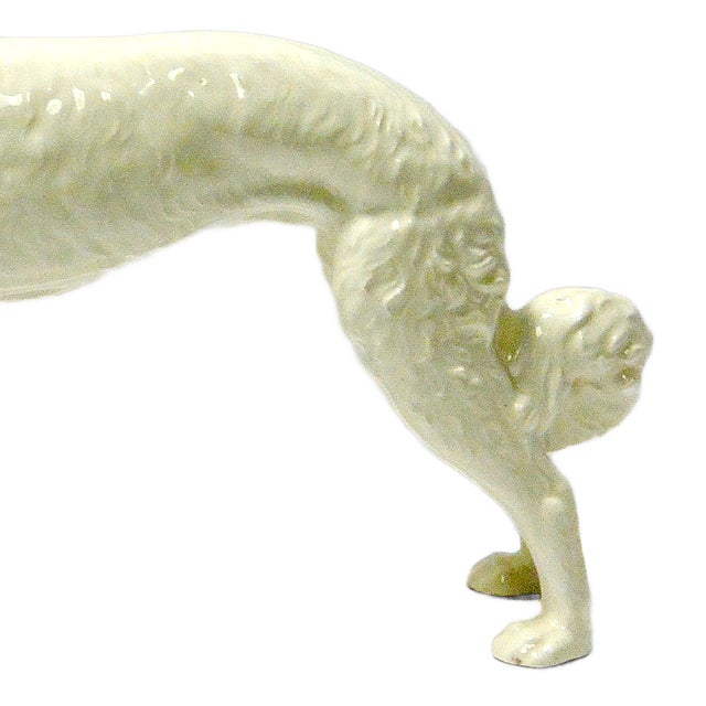 1940s Mid-Century Large Art Deco White Porcelain Borzoi Figurine For Sale - Image 5 of 9