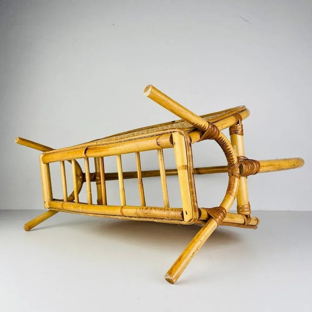 Vintage Bamboo and Vienna Straw Magazine Rack, 1960s For Sale - Image 9 of 11