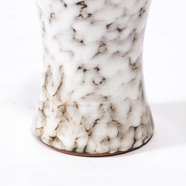 1960s Mid-Century Modernist White and Earth Toned Ceramic Vase For Sale - Image 5 of 13