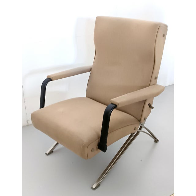 Mid-Century Modern Reclining Beige Chair attributed to Giulio Moscatelli for Formanova, 1960s For Sale - Image 3 of 10