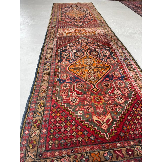 Antique Runner KISSING LIONS LEOPARDS with Duel Feline Subjects Rug 2.11 x 10.6 For Sale - Image 4 of 13