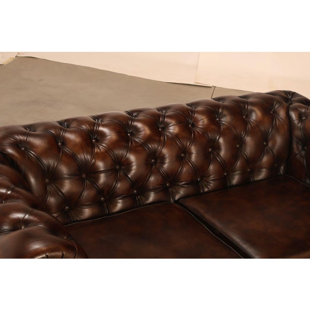 Chesterfield Style Tufted Brown Leather Sofa For Sale - Image 4 of 18