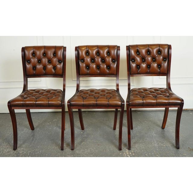 Chesterfield Leather Dining Chairs, Set of 6 For Sale - Image 3 of 16