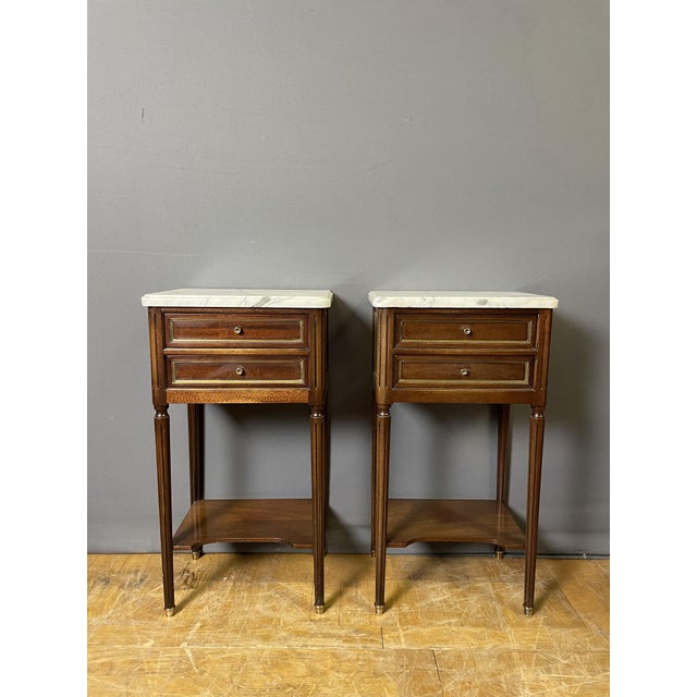 Wood Louis XVI Style Bedside Tables from Befos, Set of 2 For Sale - Image 7 of 7