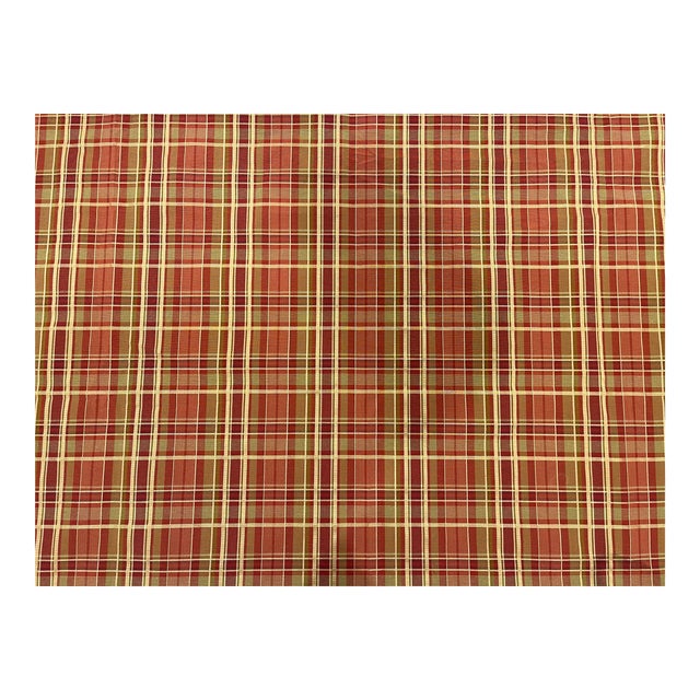 Robert Allen Red and Gold Plaid Fabric in Cotton, Viscose and Nylon