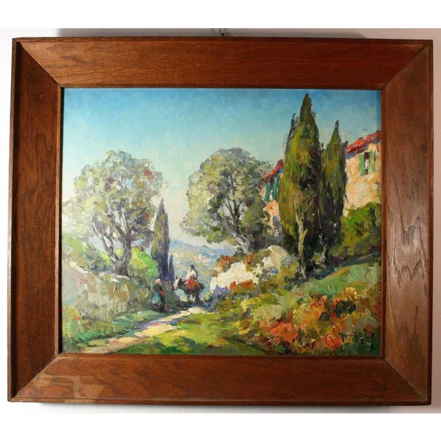 Beautiful oil on canvas by marius hubert-robert entitled "in the sun the small farmhouse" representing a provencal...