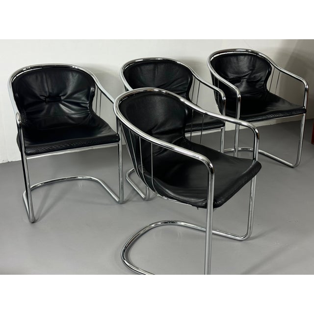 Mid-Century Modern Vintage Cantilever Chair in Leather and Chrome by Gastone Rinaldi for Fasem, 1970s For Sale - Image 3 of 12