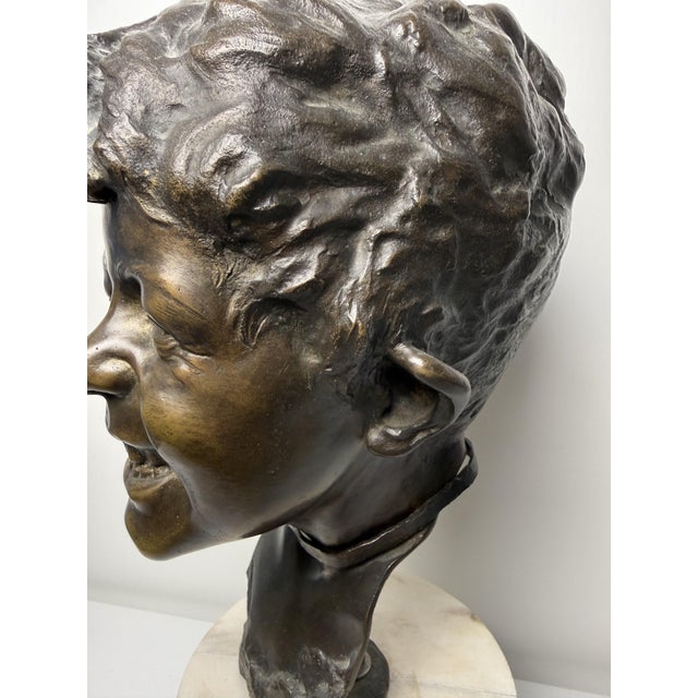 Head of a Neapolitan Street Urchin, Late 19th Century, Bronze on Marble Base For Sale - Image 9 of 18