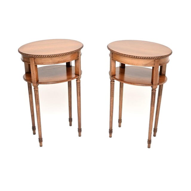 Antique Edwardian Walnut Side Tables, 1900, Set of 2 For Sale - Image 10 of 10