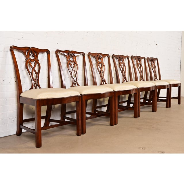 Maitland Smith Georgian Carved Mahogany Dining Chairs, Set of Six For Sale - Image 13 of 13