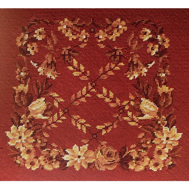 Pennsylvania House Vintage 1970s Pennsylvania House Solid Cherry Queen Anne Armchair With Custom Floral Needlepoint Seat For Sale - Image 4 of 9