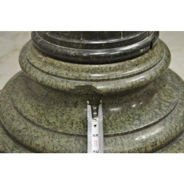 Antique Italian Classical Style Green Marble Spiral Carved Round Pedestal Plant Stand For Sale - Image 9 of 12