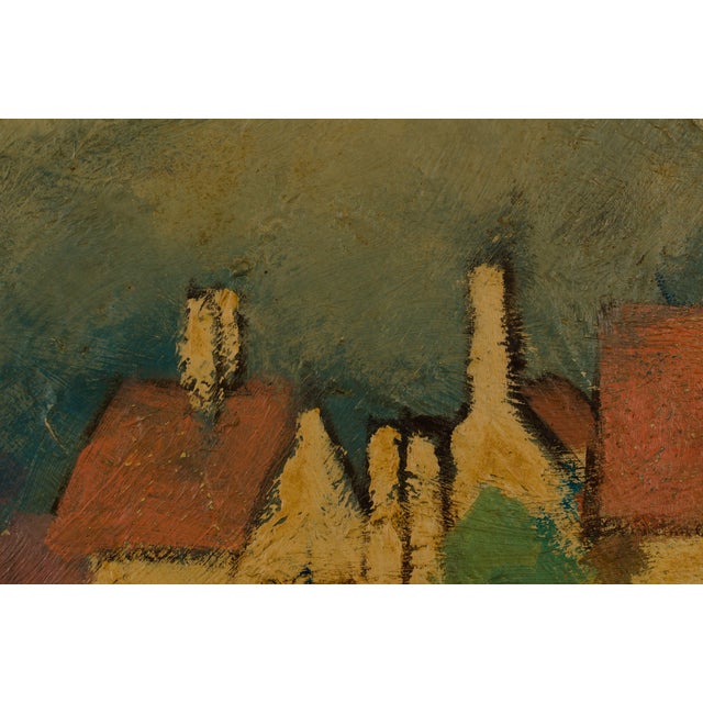 Mid-Century Modern Poul K. Jørgensen, Gudhjem, Bornholm Townscape, 1990s, Oil on Board For Sale - Image 3 of 12