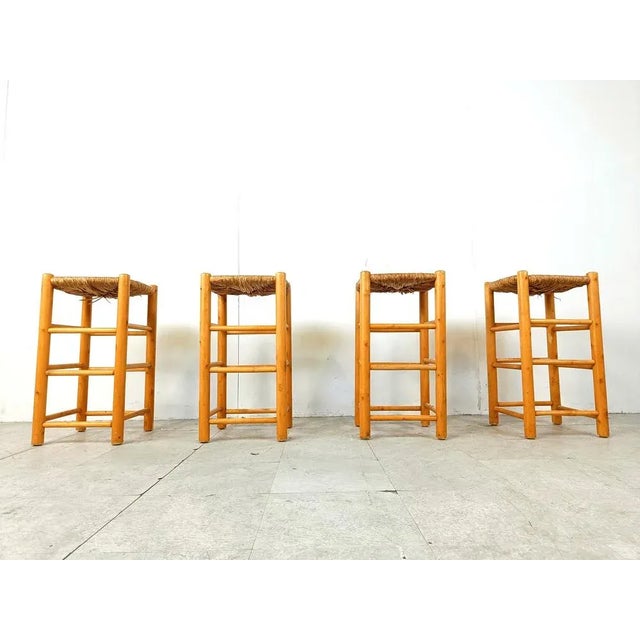 Vintage Wicker Bar Stools, 1960s, Set of 4 For Sale - Image 10 of 10