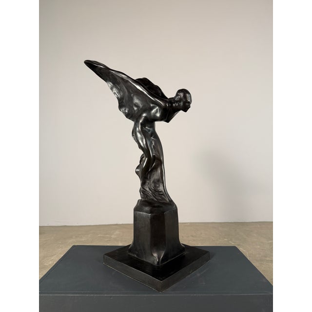 Spirit of Ecstasy Bronze Sculpture, Signed Charles – 27” H Rolls-Royce Inspired Figure For Sale - Image 4 of 10