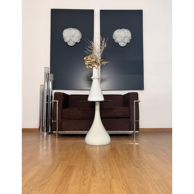 Mid-Century Modern Glass Wall Sconces with 10 Alabaster White Disks, 1990s, Set of 2 For Sale - Image 3 of 16