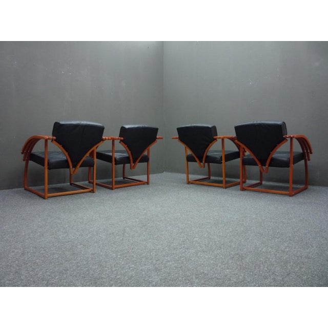 Futuristic Leather Armchairs, 1980s, Set of 4 For Sale - Image 4 of 18