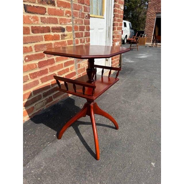Vintage English Regency Style Mahogany Spider Leg Two Tier Side Table For Sale - Image 13 of 16